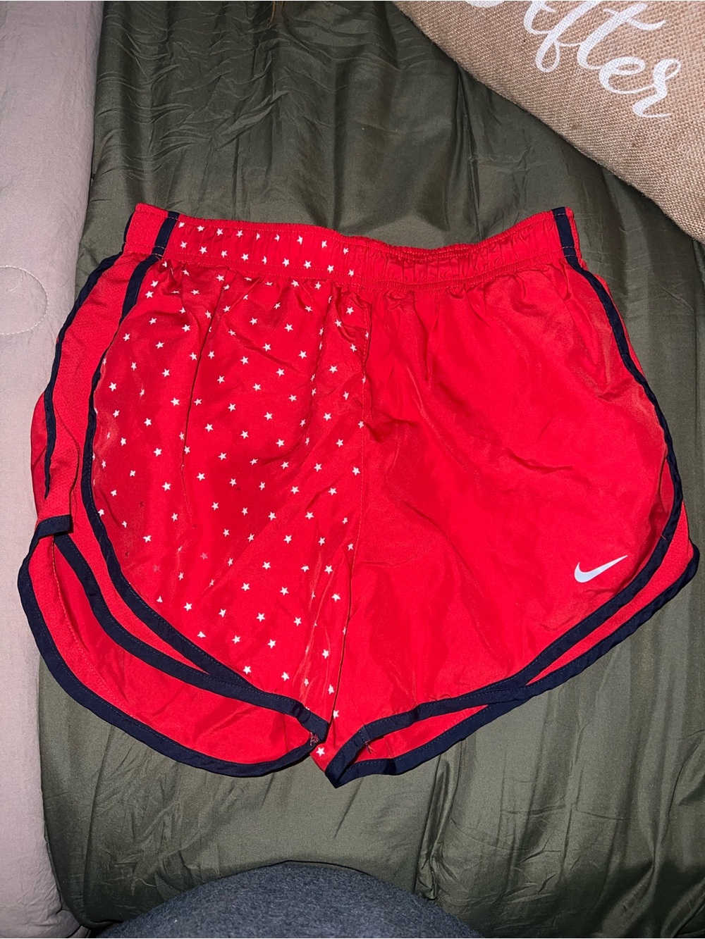 Nike Women’s Red Athletic Shorts with Navy Trim